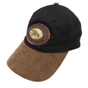 Kentucky Derby 134 Churchill Down Strapback Hat Ball Cap Suede Brown Metal Patch
